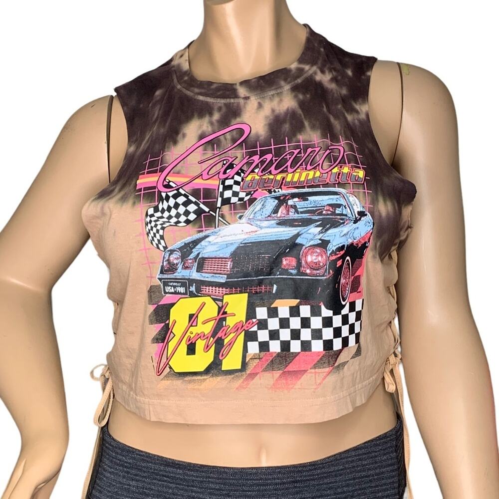 Chemistry Crop Top Vintage Camaro 1981 Sleeveless Brown/Tan Crewneck Size L